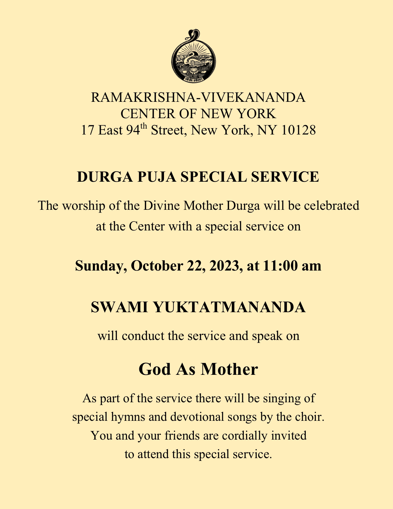 Durga Puja Special Service Invitation