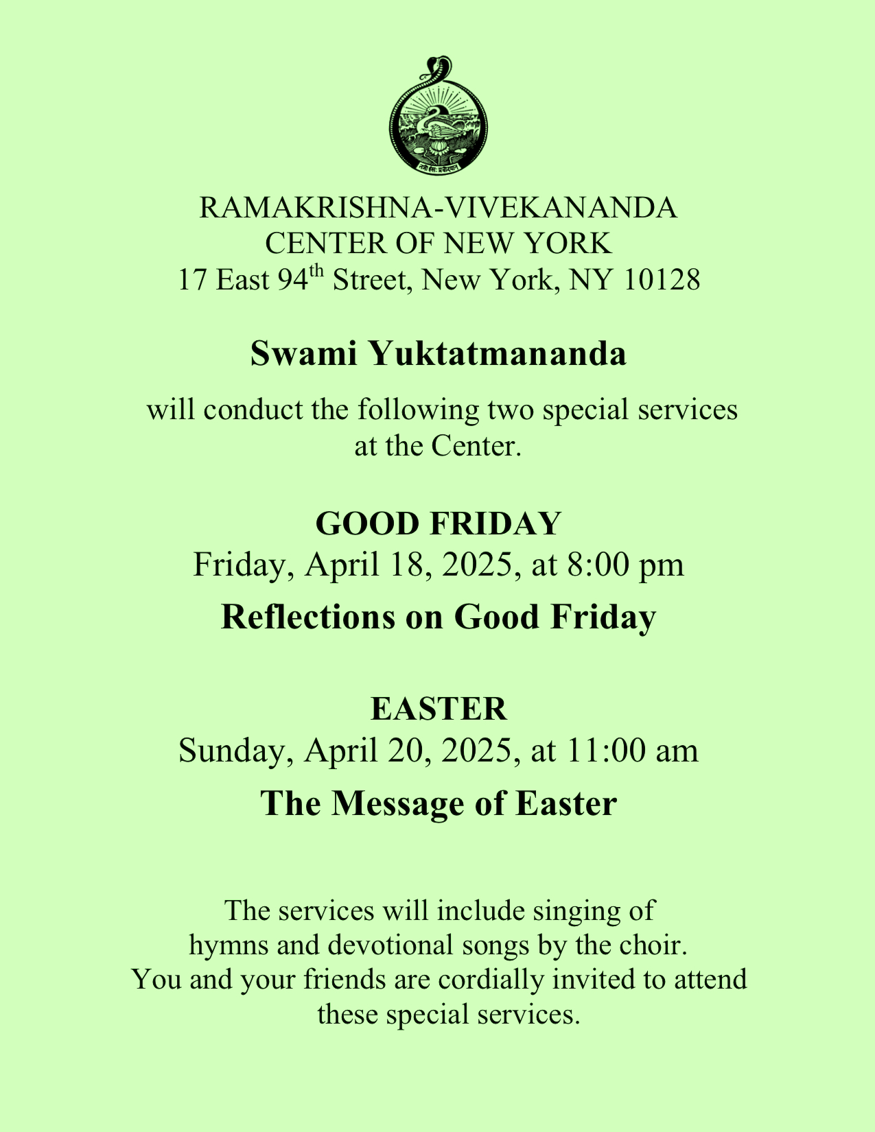 Good Friday and Easter Observances