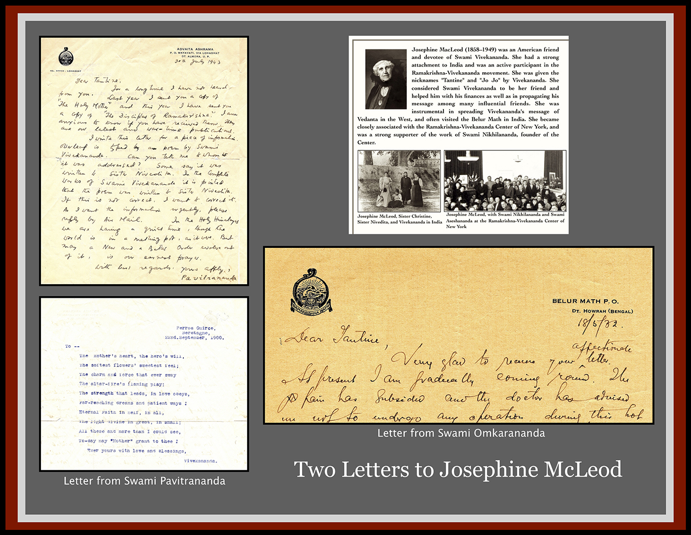Two letters to Josephine McLeod.