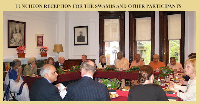 Luncheon reception for the swamis and other participants.