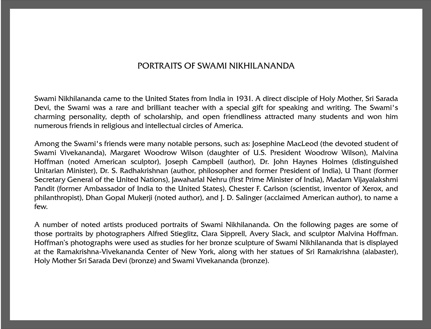 Portraits of Swami Nikhilananda page 2.